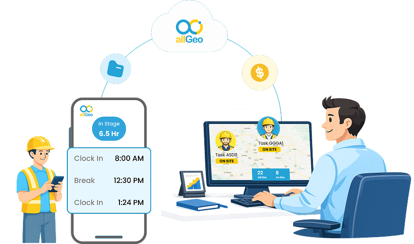 allgeo Geofenced workforce data integrated with ERP workflows and operational reporting