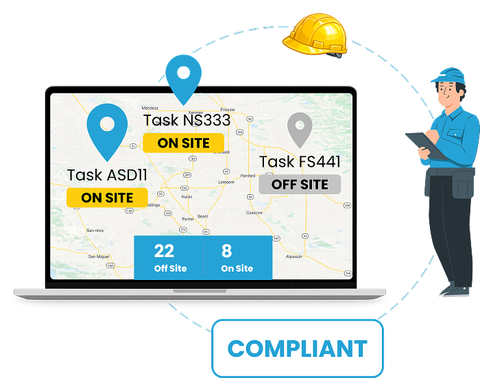 Real-time field workforce visibility dashboard for attendance safety and compliance monitoring